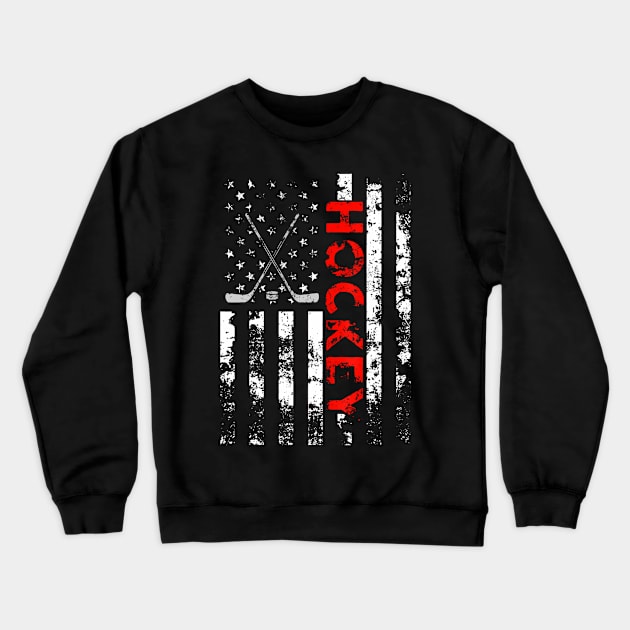 American Flag Hockey USA Patriotic Crewneck Sweatshirt by deptrai0023